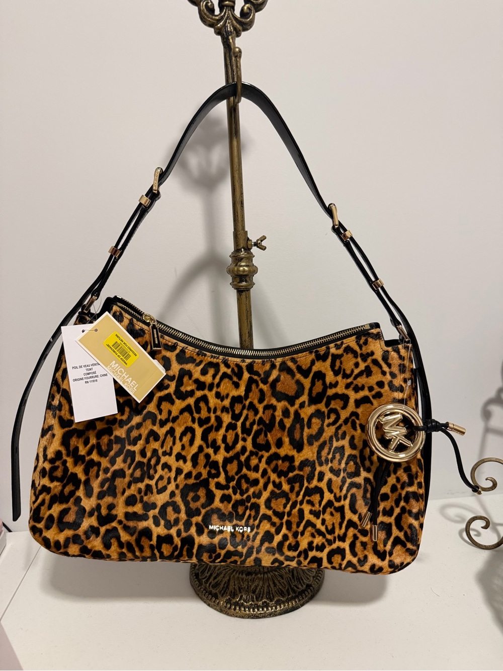 MICHAEL Michael Kors Medium Nolita Leopard-Print Convertible Shoulder Bag NWT